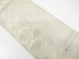 アンティーク　斜め格子に若松・菊模様織り出し袋帯（着用可）